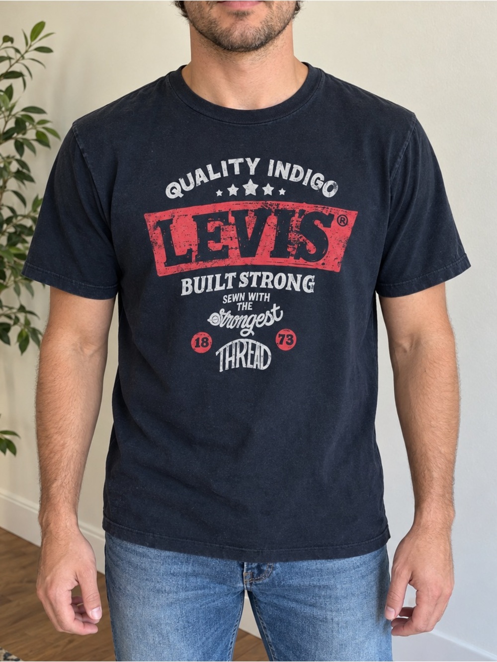 Levi's Black Short Sleeve Tee with Red and White Logo